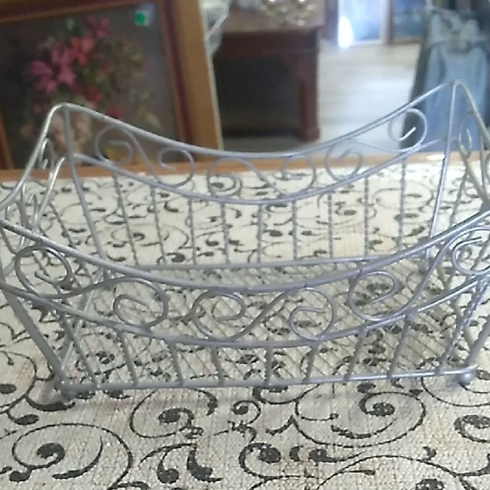Elegant Gray Metal Wire Basket